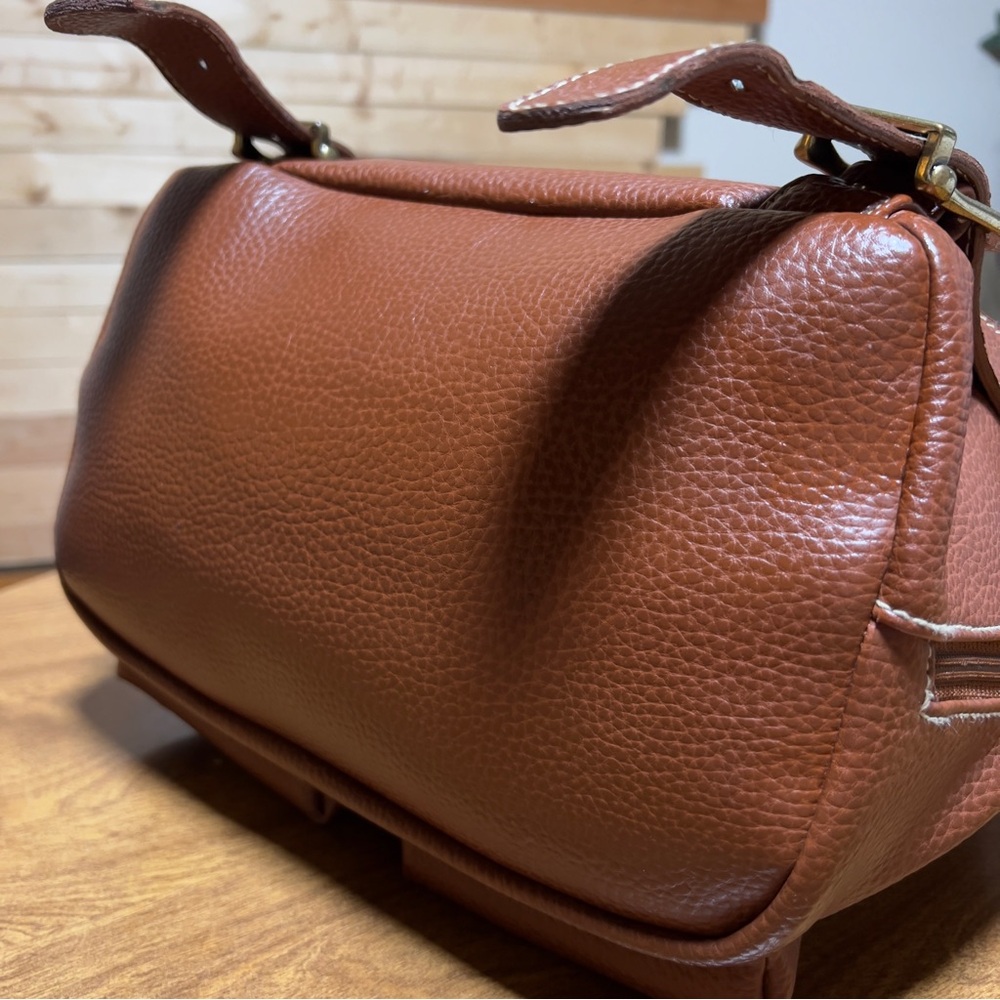 Guess Vintage Brown Leather Drawstring dual Pocket magnetic Closure Backpack Bag - Picture 5 of 15